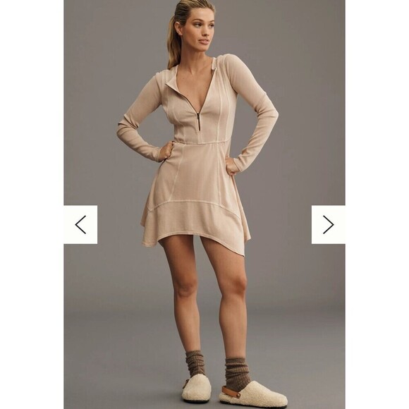 Daily Practice Anthropologie Sz M Play it Cool Sporty Tan Sporty Ribbed Dress - Picture 3 of 10